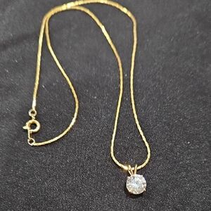 Gold-Plated Solitaire Pendant Necklace 18.5"